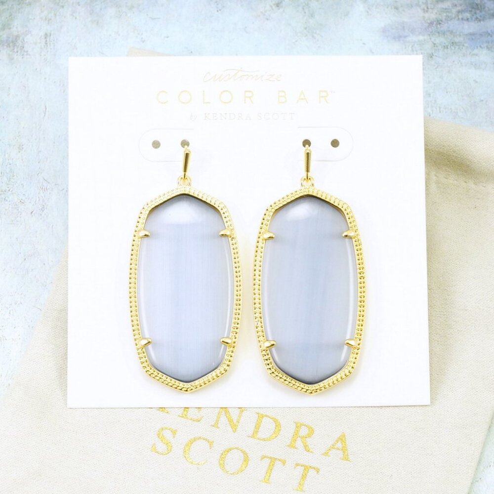 Kendra Scott Danielle Slate Light Gray Earrings Gold Plated